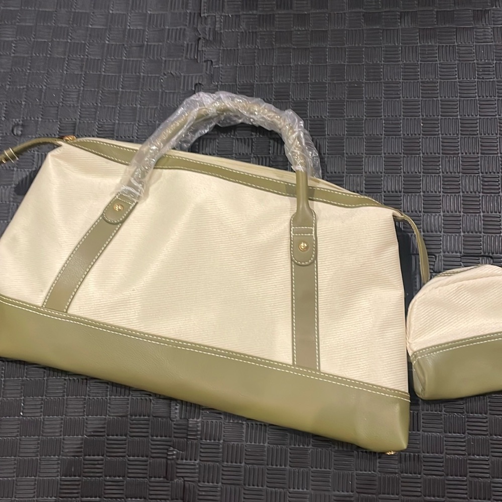 Beige/Seagreen Handbag with Coin purse
